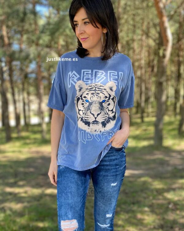 camiseta tigre azul desgastado